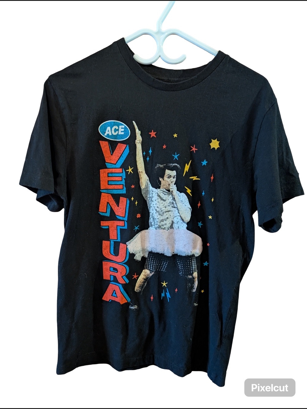 Ace Ventura Graphic Tee - Black with Red & Blue Print